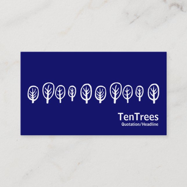 Ten Trees - White on Dark Blue Business Card (Front)