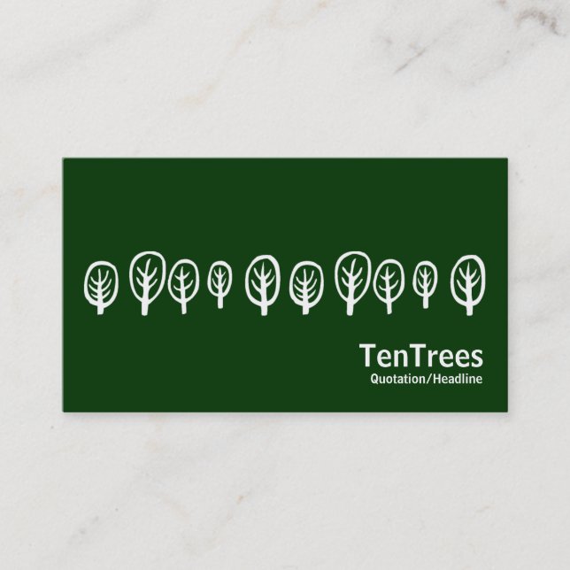 Ten Trees - White on Dark Green Business Card (Front)