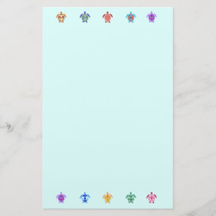 Ten Turtles Cute Colourful Sealife Ocean Blue Stationery