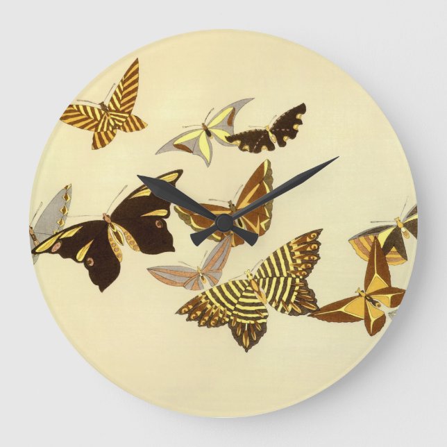 Ten Vintage Butterflies Large Clock (Front)
