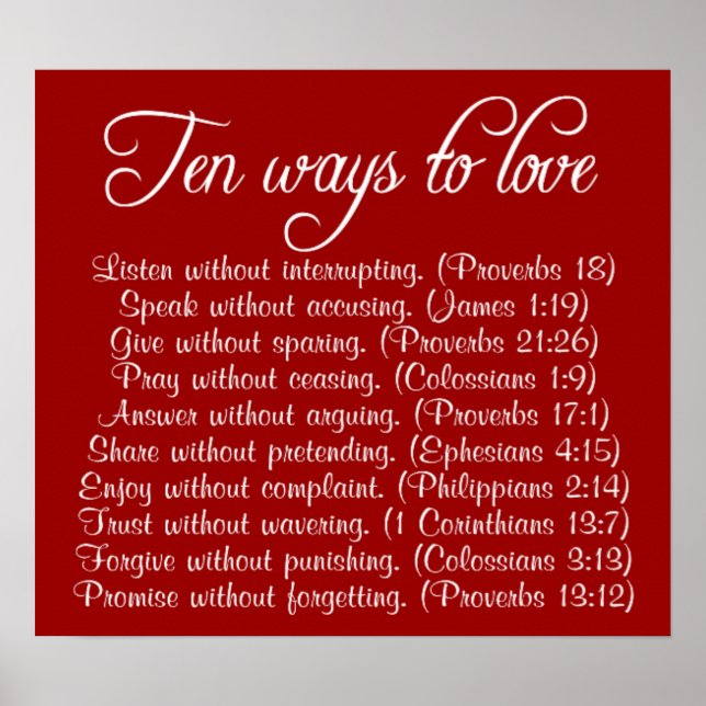 Ten ways to Love bible verse poster (Front)