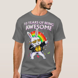 Ten Year Old Birthday Bunny Dabbing Awesome Girl K T-Shirt