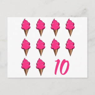 Ten year old Girls Birthday Cute Pink Ice Creams Postcard