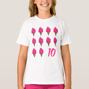 Ten year old Girls Birthday Cute Pink Ice Creams T-Shirt