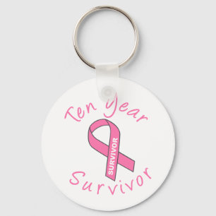 Ten Year Survivor (Circle Pink Ribbon) Key Ring