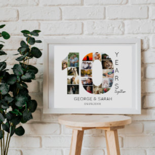 ten Years Together Wedding Anniversary 18 Photo Poster