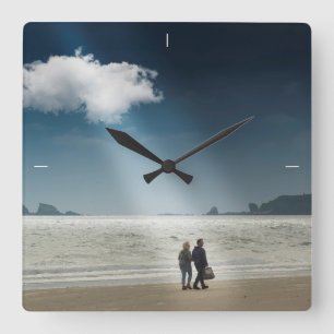 Tenby Beach Scene, Wales Square Wall Clock