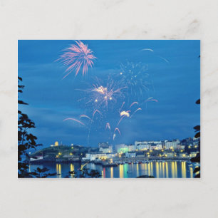 Tenby fireworks display postcard