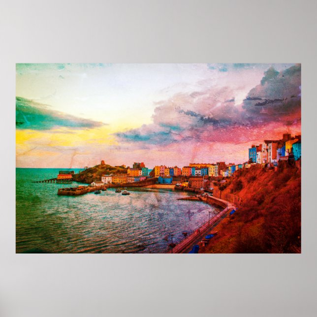 Tenby Harbour, South West Wales, UK Poster (Front)