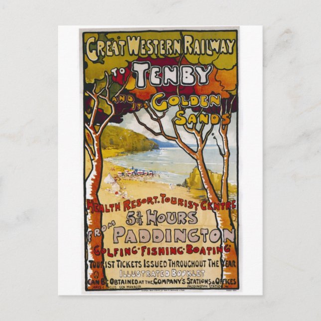Tenby Paddington Beach Vintage Travel Postcard (Front)