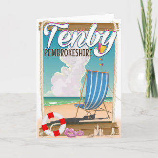 Tenby Pembrokeshire beach travel poster Holiday Card