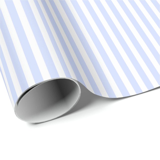 Tender Baby Blue Pale Sky Blue and White Stripe Wrapping Paper (Roll Corner)