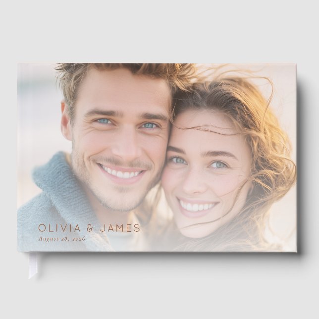 Tender Beige Realistic Photo Guest Book (Front)