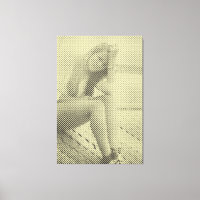 Tender Black&Yellow Halftone Effect Sitting Girl