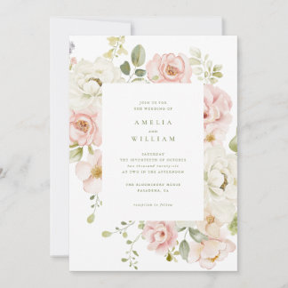 Tender Blush Floral Wedding Invitation