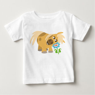 Tender Cartoon Pony and Flower Baby T-shirt