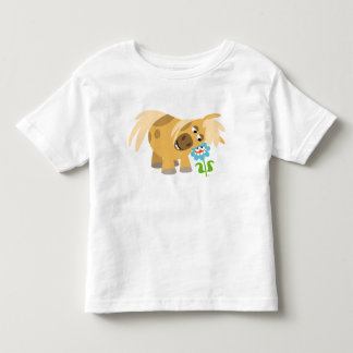 Tender Cartoon Pony and Flower Children T-shirt