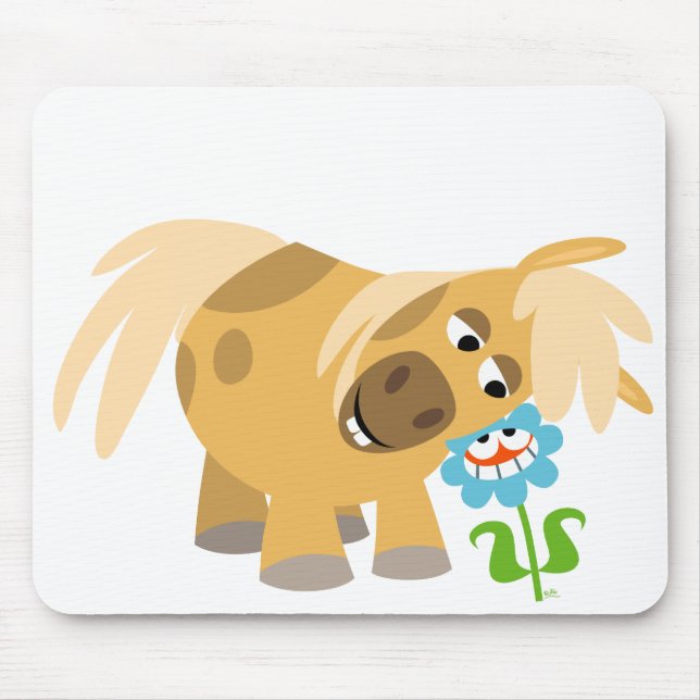 Tender Cartoon Pony and Flower Mousepad (Front)
