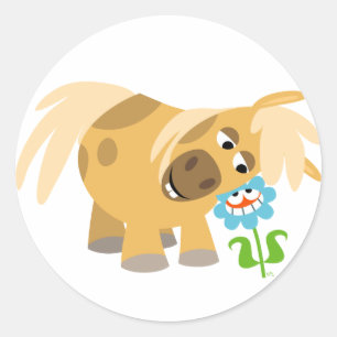 Tender Cartoon Pony and Flower sticker
