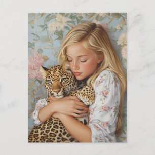 Tender Embrace with Leopard Postcard