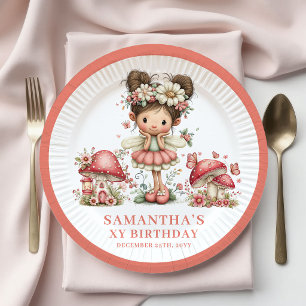Tender Fairy 1st Birthday Pink Mushroom Paper Plate