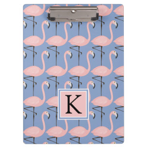 Tender Flamingo Pattern Monogram Clipboard