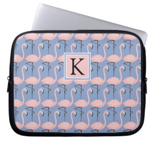 Tender Flamingo Pattern Monogram Laptop Sleeve