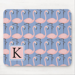 Tender Flamingo Pattern Monogram Mouse Mat