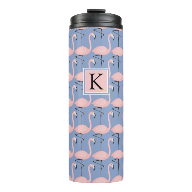 Tender Flamingo Pattern | Monogram Thermal Tumbler (Front)