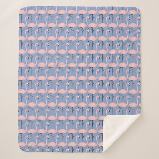Tender Flamingo Pattern Sherpa Blanket (Front)