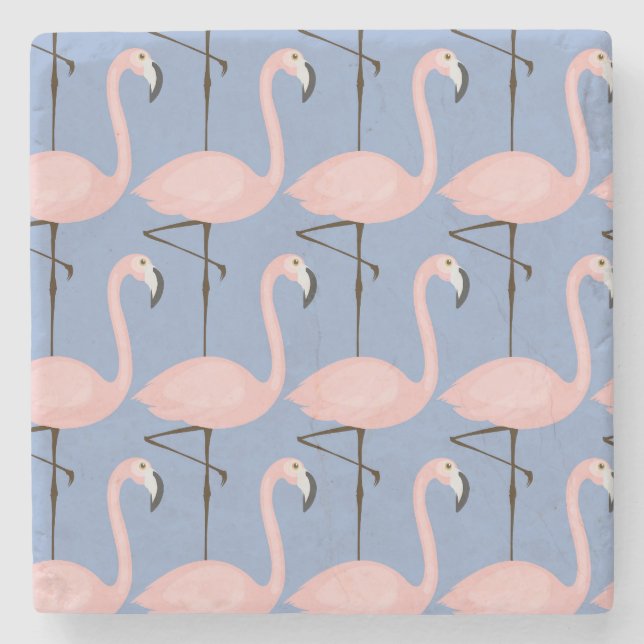 Tender Flamingo Pattern Stone Coaster (Front)