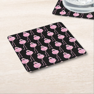 Tender Flamingo Series Design 3 Square Paper Coaster
