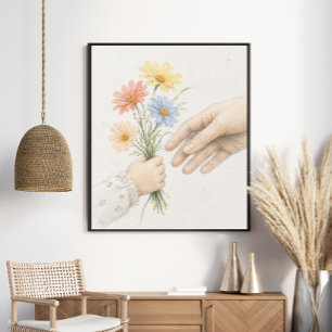 Tender Hands Sharing Wildflowers Poster