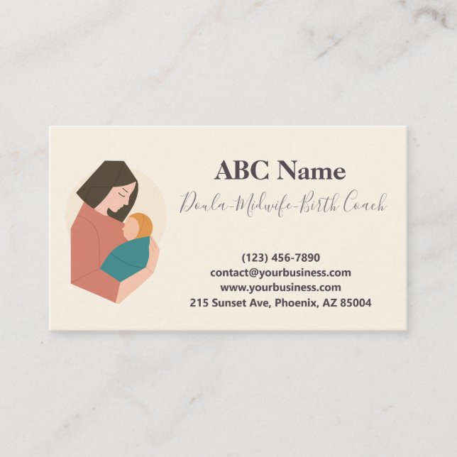 Tender Hold Modern Doula & Birth Coach  Business Card (Front)