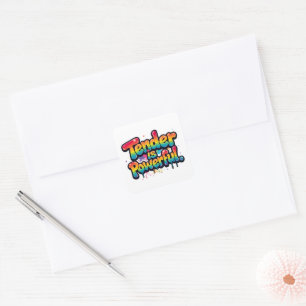 Tender Is Powerful Rainbow Quote Colorful Empower Square Sticker