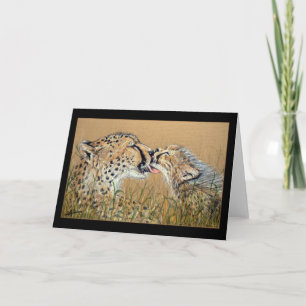 Tender Kiss Cheetah Baby & Mum greeting card