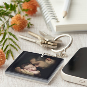 Tender Love Daddy and Baby 2 Photo Template Key Ring