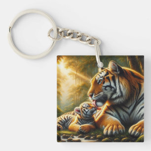 Tender Moment in Nature Painting Key Ring