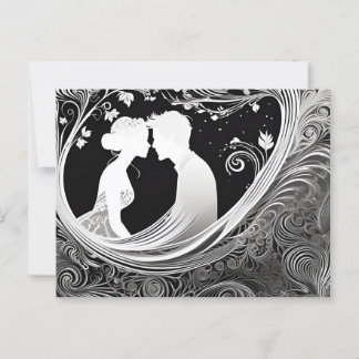 Tender Moment White & Black Silhouette Kiss Postcard