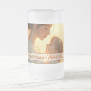 Tender Motherly Love in Blooming Light Frosted Glass Beer Mug