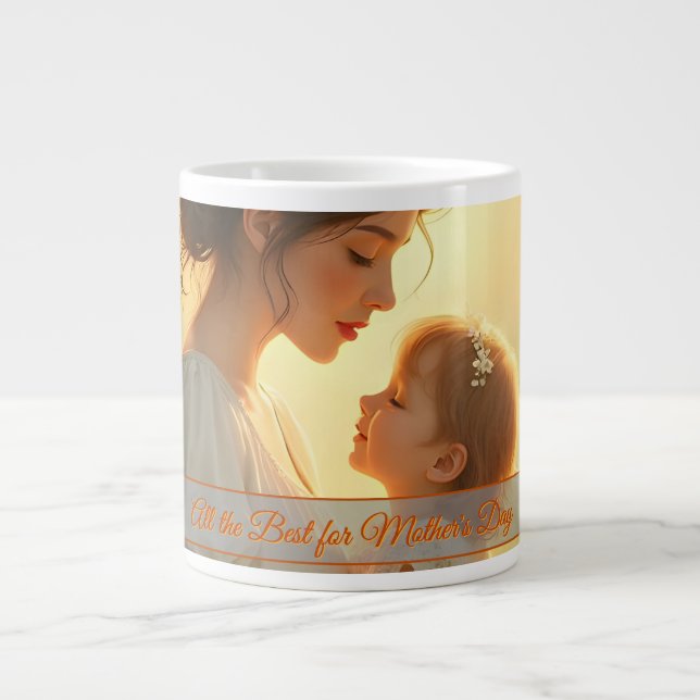 Tender Motherly Love in Blooming Light Large Coffee Mug (Front)