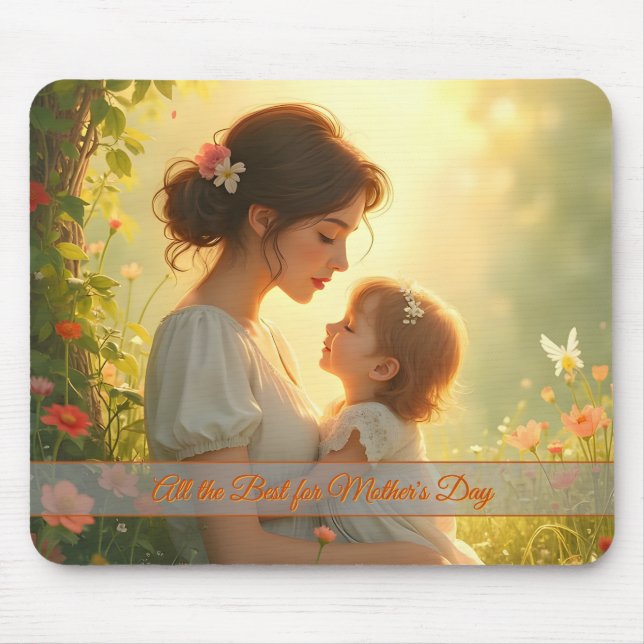 Tender Motherly Love in Blooming Light Mouse Mat (Front)