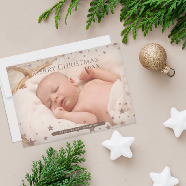 Tender Starry Christmas Personalised Photo Holiday Card (Creator Uploaded)