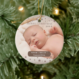 Tender Starry Christmas Personalised Photo Holiday Ceramic Tree Decoration