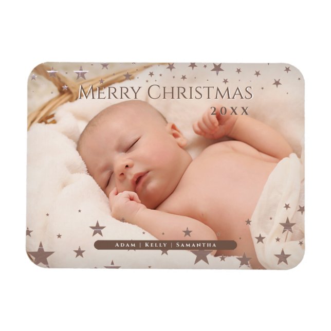 Tender Starry Christmas Personalised Photo Holiday Magnet (Horizontal)