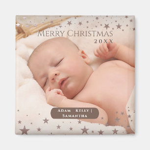 Tender Starry Christmas Personalized Photo Holiday Magnet