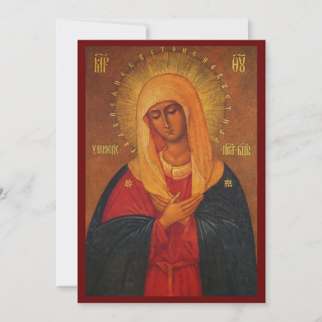 Tenderness icon of the Mother of God prayer card (Front)