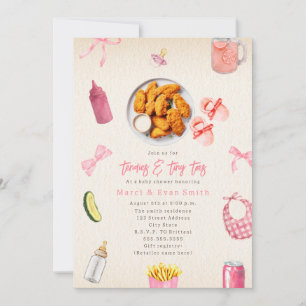 Tendies Tiny Toes Chicken Tender Girl Baby Shower Invitation