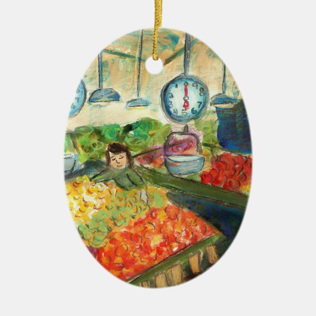 Tending the Produce Ornament (Pike Place Seattle) (Front)