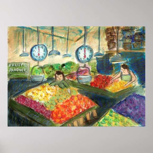 Tending the Produce Poster (Pike Place Market) (Front)